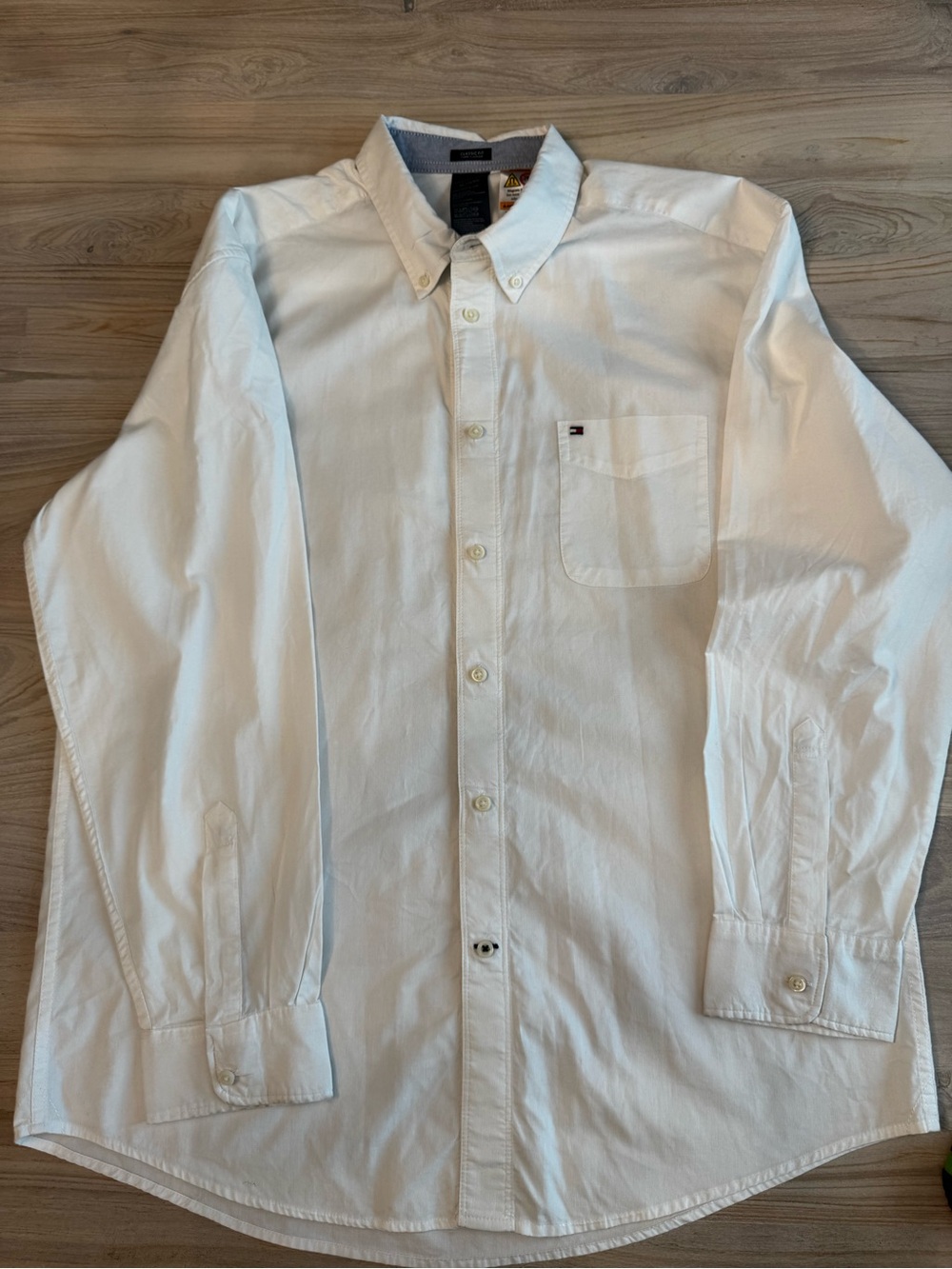 Tommy Hilfiger Men's White Button-Down Shirt with Chest Pocket